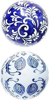 Ka Home Blue Porcelain Orbs Decorative Balls-Small Ceramic Spheres for Centerpiece or Individual ... | Amazon (US)