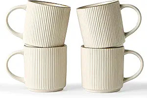 famiware Coffee Mug Set for 4, Star 12 oz Catering Mugs Cup Set with Handle for Coffee, Tea, Coco... | Amazon (US)