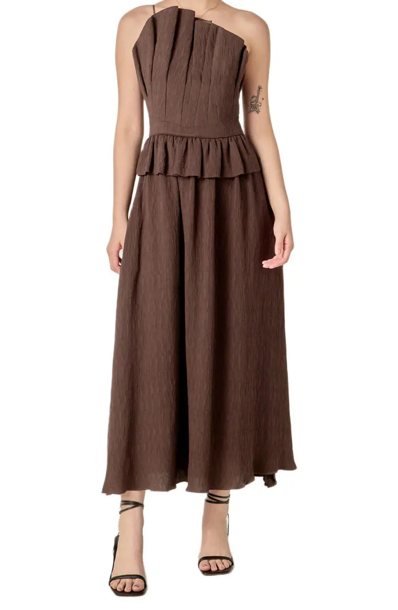 Pleated Ruffle Strapless Maxi Dress | Nordstrom