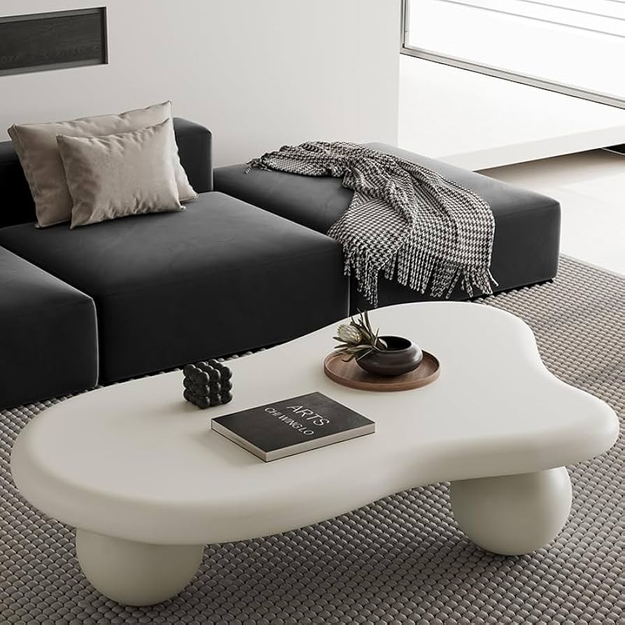 47.2” Cloud Coffee Table with 3 Ball Legs, Modern Irregular Center Table for Living Room, Low C... | Amazon (US)