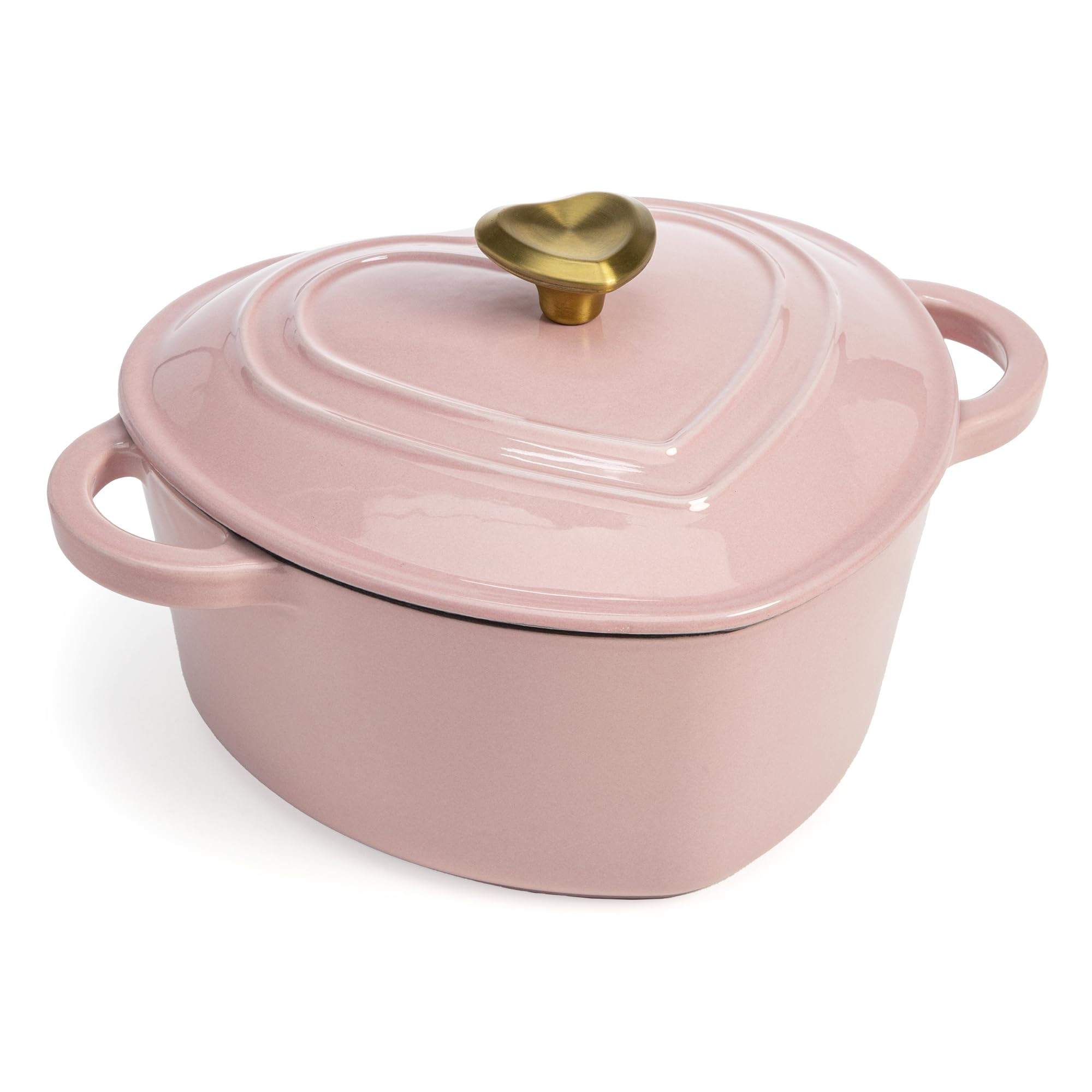 Paris Hilton Enameled Cast Iron Dutch Oven Heart-Shaped Pot with Lid, Dual Handles, Works on All ... | Amazon (US)