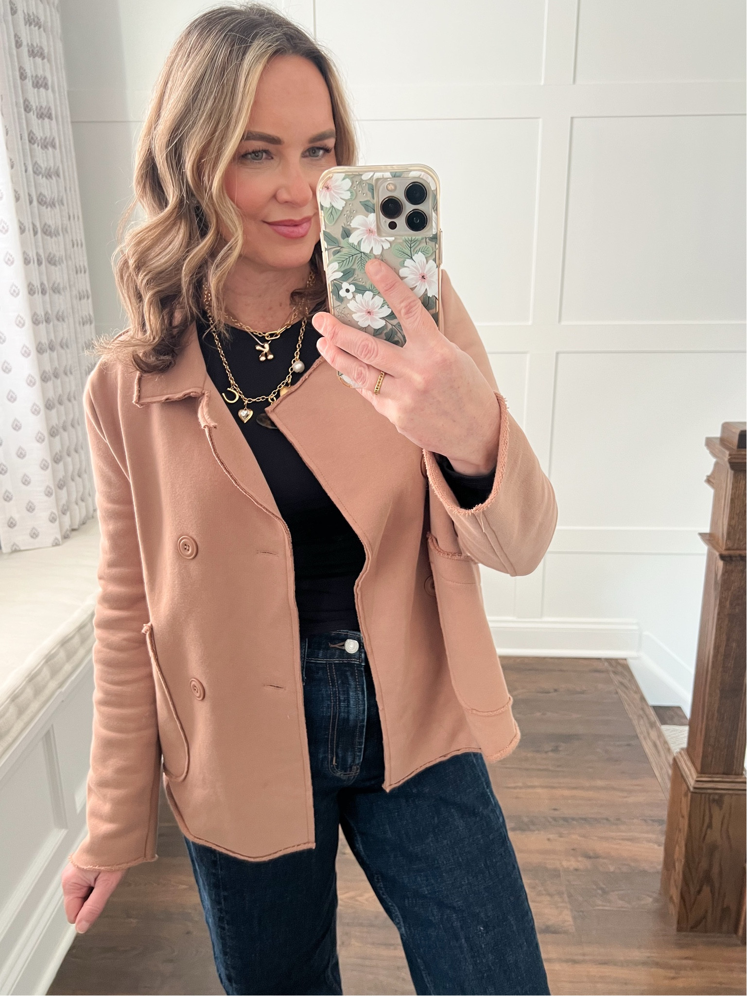 Monday let’s do this! Wearing Old Navy, Target and Amazon today! 
Jeans: Baby barrel cut, great if you want to try this trend without spending a lot of $, I’m wearing a size 4 Tall (they run a little short in length). I’m 5’5” for reference. This is the dark wash. I also have them in the medium wash. 
Shoes: Target and they have memory foam! 
Layering Tee: From Amazon and it’s double lined! The length hits right at the waist (not too long, not too short). I’m wearing a medium and it does run on the smaller side so size up if you’re inbetween sizes. 
Jacket: Amazon! Looks so similar to the Frank & Eileen version but this is a fraction of the cost and the quality is so nice. I’m wearing a size small in the khaki color. 
Necklaces: don’t sleep on these! I get tons of compliments on my bubble letter necklace from Anthro and I recently snagged this mixed charm necklace on sale from JCrew 



#LTKFindsUnder50 #LTKOver40 #LTKStyleTip