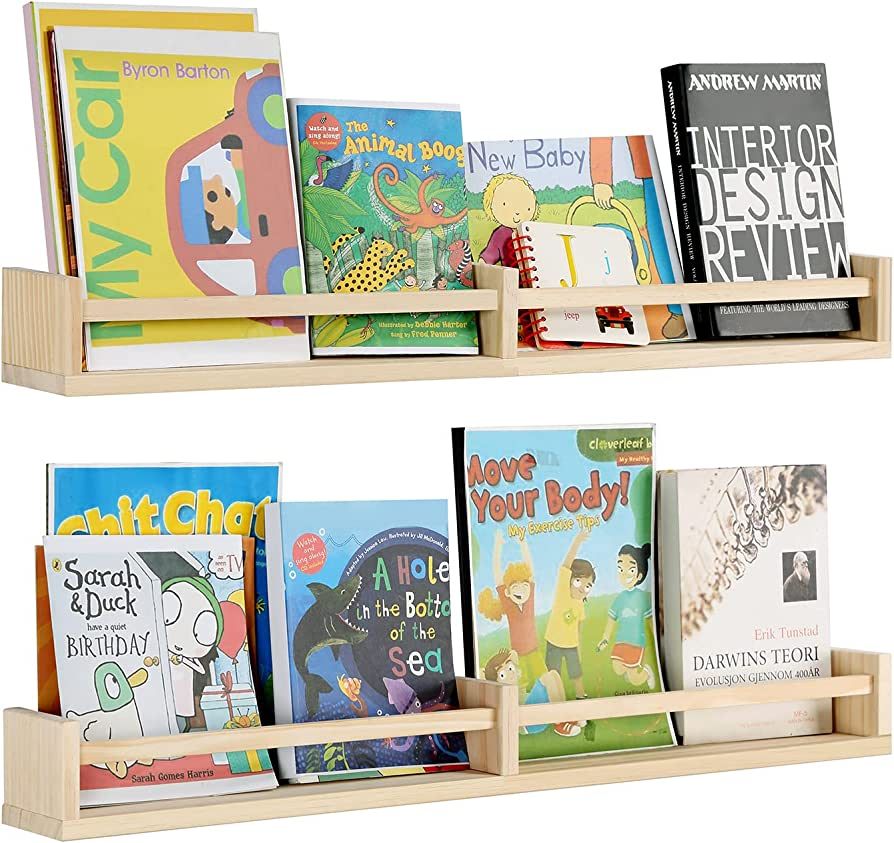 Nursery Bookshelves,32Inch, Floating Nursery Shelves - Set of 2 -Book Shelf Organizer for Baby Nu... | Amazon (US)
