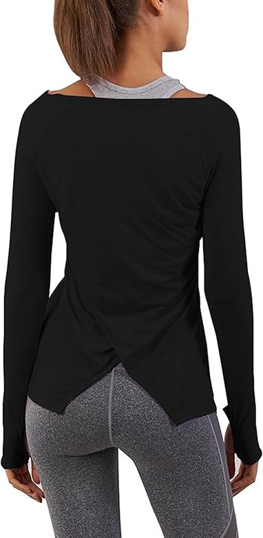Long Sleeve Yoga Workout Tops Lightweight Shirt Athletic Wear For Women | Amazon (US)