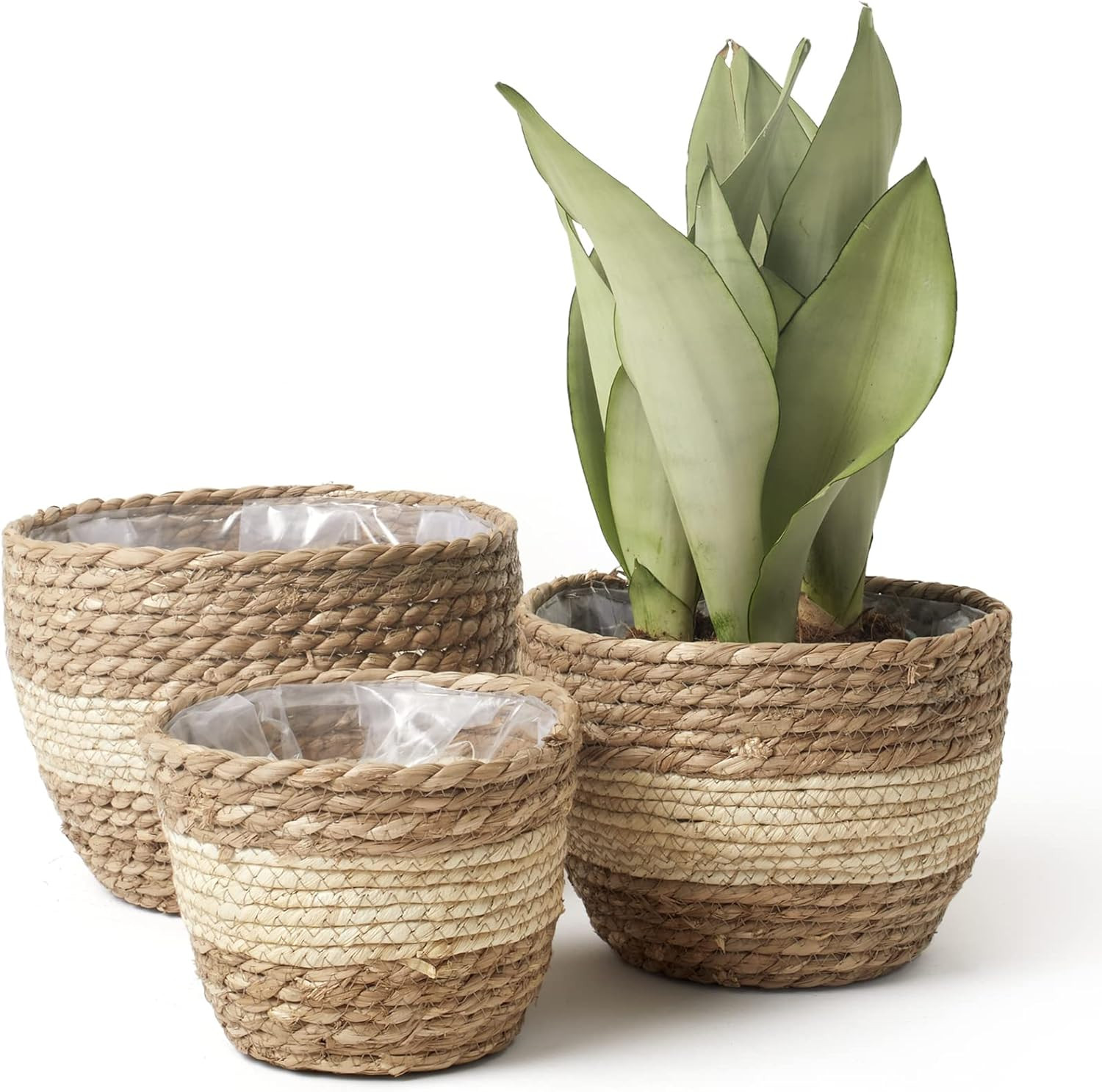 La Jolie Muse Seagrass Planter Basket Indoor Outdoor, Flower Pots Cover, Plant Containers, Beige,... | Amazon (CA)