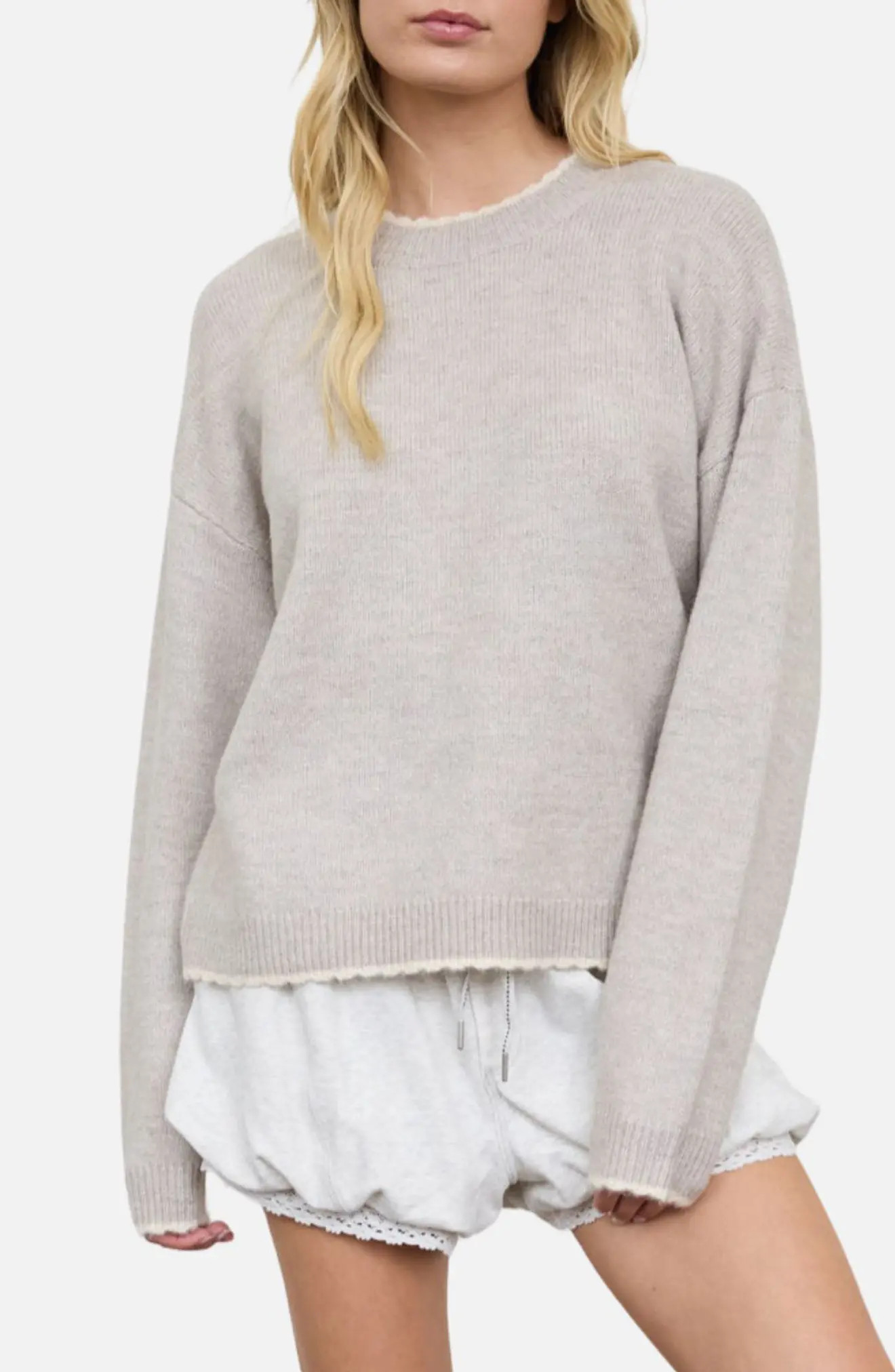 Blu Pepper Contrast Trim Crew Sweater in Black at Nordstrom Rack, Size Small | Nordstrom Rack
