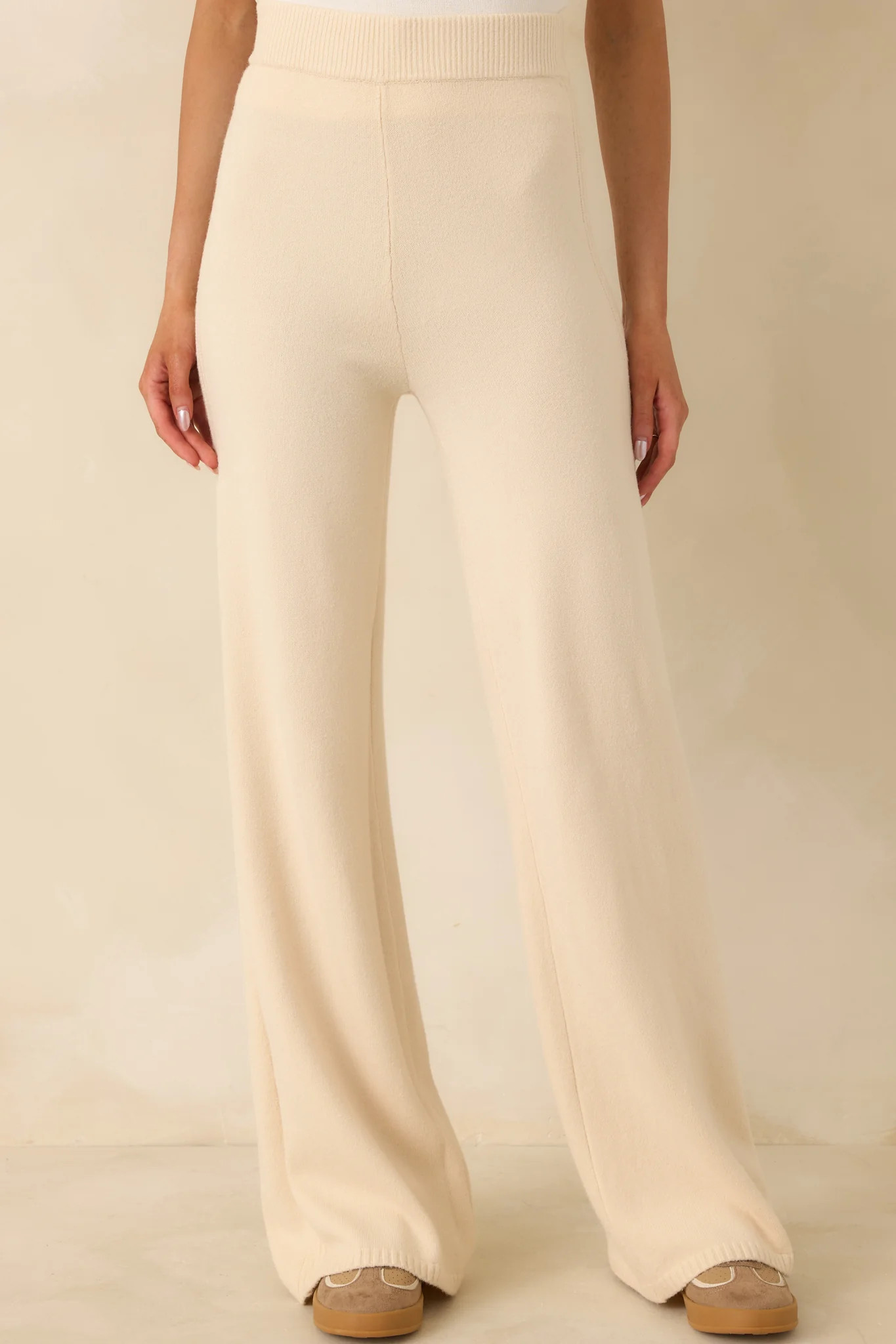 Polished Path Beige Knit Wide Leg Pants | Red Dress