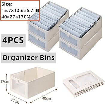 Fordonral 4 Pack Linen Storage Bins, Storage Containers for Organizing Clothing, Jeans, Toys, Boo... | Amazon (US)