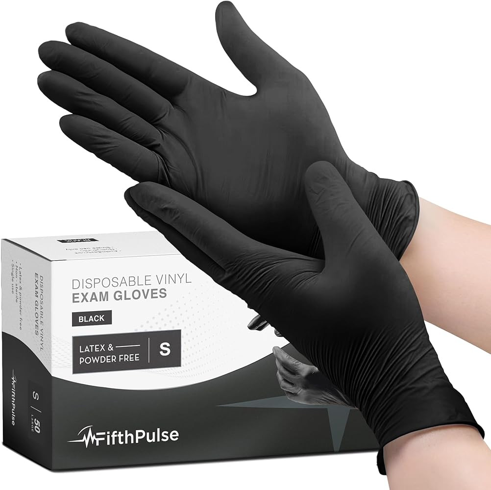 FifthPulse Black Vinyl Disposable Gloves - Powder and Latex Free Medical Exam Gloves | Amazon (US)
