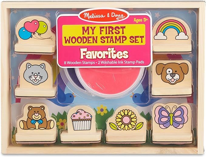 Melissa & Doug My First Wooden Stamp Set Favorites (8 Stamps with Handles, 2 Washable Ink Pads) -... | Amazon (US)