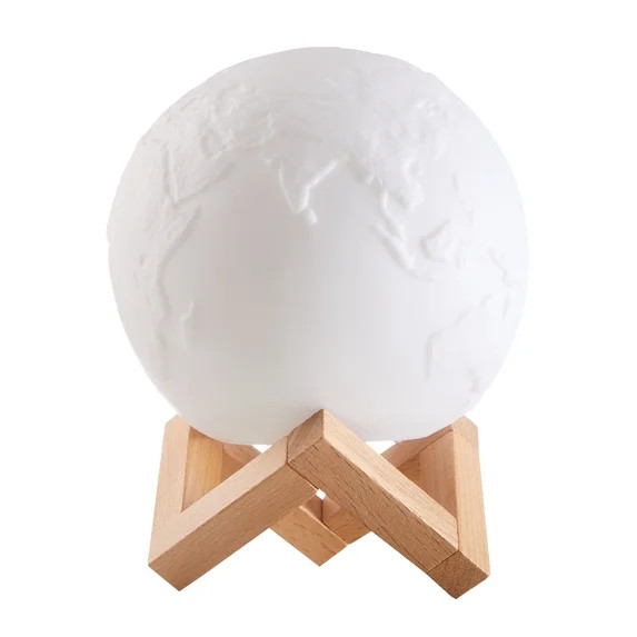 Urban Shop 3D Color Changing Earth Moon LED Lamp with Wood Stand, Includes Remote and USB, 7.5'' ... | Walmart (US)