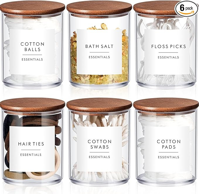 Yaomiao 6 Cotton Pad Holder Bathroom Container, 10 oz Cotton Ball Swabs Dispenser, Clear Plastic ... | Amazon (US)