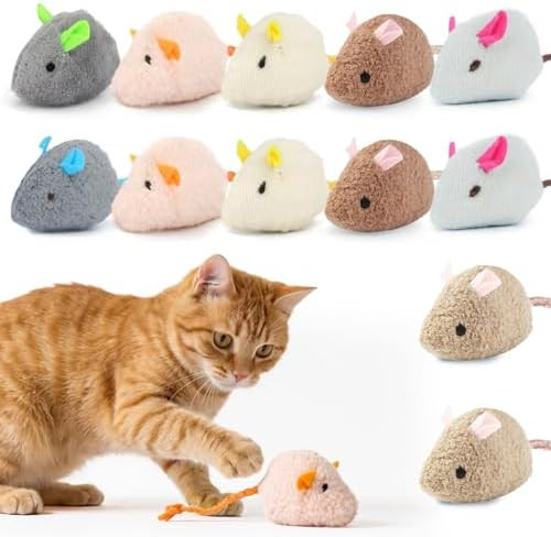 WRW 12PCS 2.36 Inch Cat Mouse Toys, Prefilled Catnip Plush Cat Mice Toys, Realistic Design Intera... | Amazon (US)