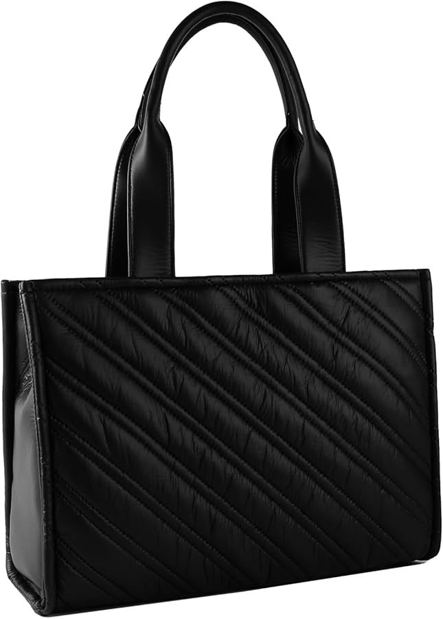 Tote Bag for Women Quilted Puffer Bag Shoulder Bag Top Handle Handbag for Work Travel | Amazon (US)