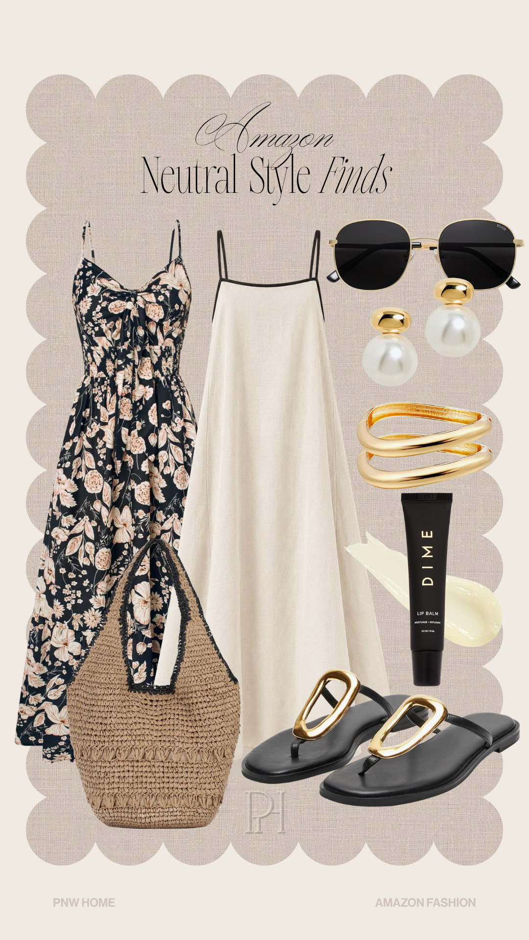 The prettiest neutral style finds for summer on Amazon!

summer style, summer fashion, summer looks, summer outfit, summer dress, midi dress, maxi dress, floral dress, white dress, black dress, vacation looks, vacation outfit, resort wear, summer date look, woven handbag, summer handbag, summer tote bag, black sandals, summer shoes, lip balm, lip gloss, bangle bracelet, gold bracelet, pearl earrings, sunglasses, neutral fashion 

 #LTKgrwm #LTKootd #LTKTall