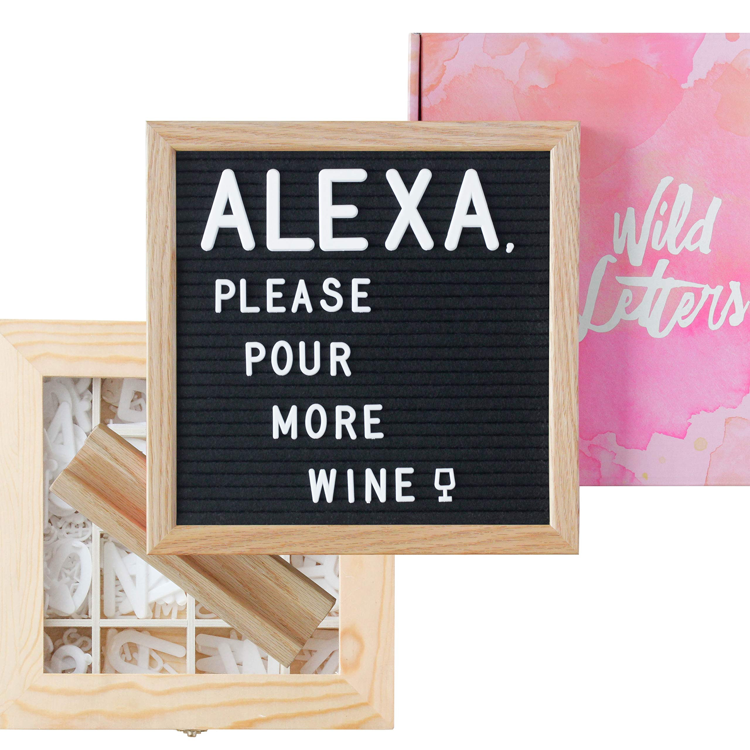 Letter Board with Letters 10x10 Felt Letterboard Accessories |+Organizer +Pre-Cut +Large Letters +Stand| Black, Letterboards, Changeable, Message Board, Box, Baby Announcement, First Day of School | Amazon (US)