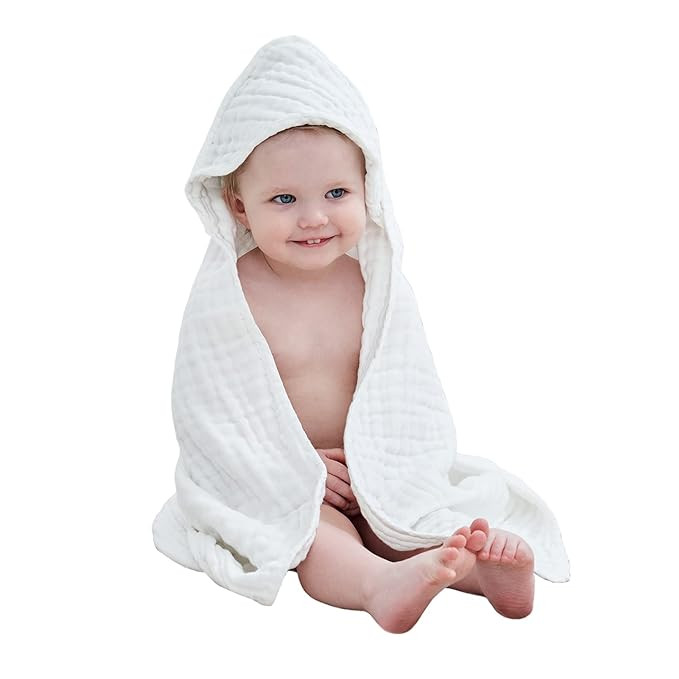 Yoofoss Baby Bath Towel 100% Muslin Cotton Hooded Baby Towels Large 32x32Inch Soft and Absorbent ... | Amazon (US)