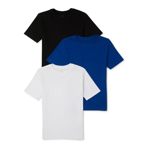 Wonder Nation Boys Solid Crewneck Short Sleeve T-Shirt 3-Pack Sizes 4-18 & Husky | Walmart (US)