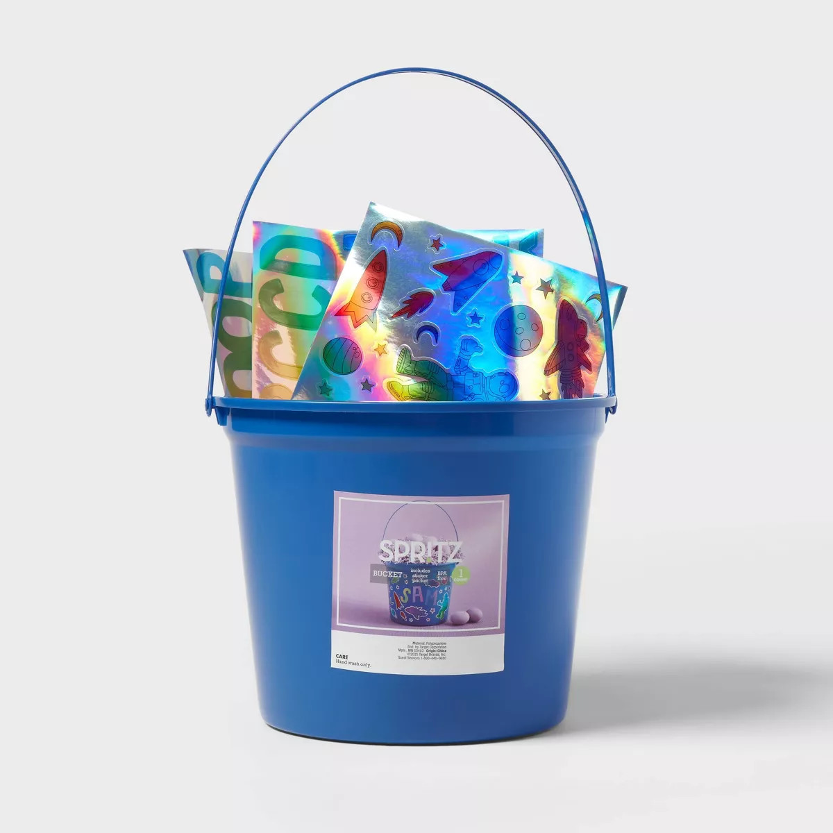 8"x9" Round Plastic Easter Bucket with Stickers Dark Blue - Spritz™ | Target