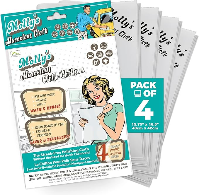 Molly's Marvelous Cloth, Streak-Free, Lint-Free Microfiber Cleaning Cloth, Polishing Cloth for Gl... | Amazon (US)
