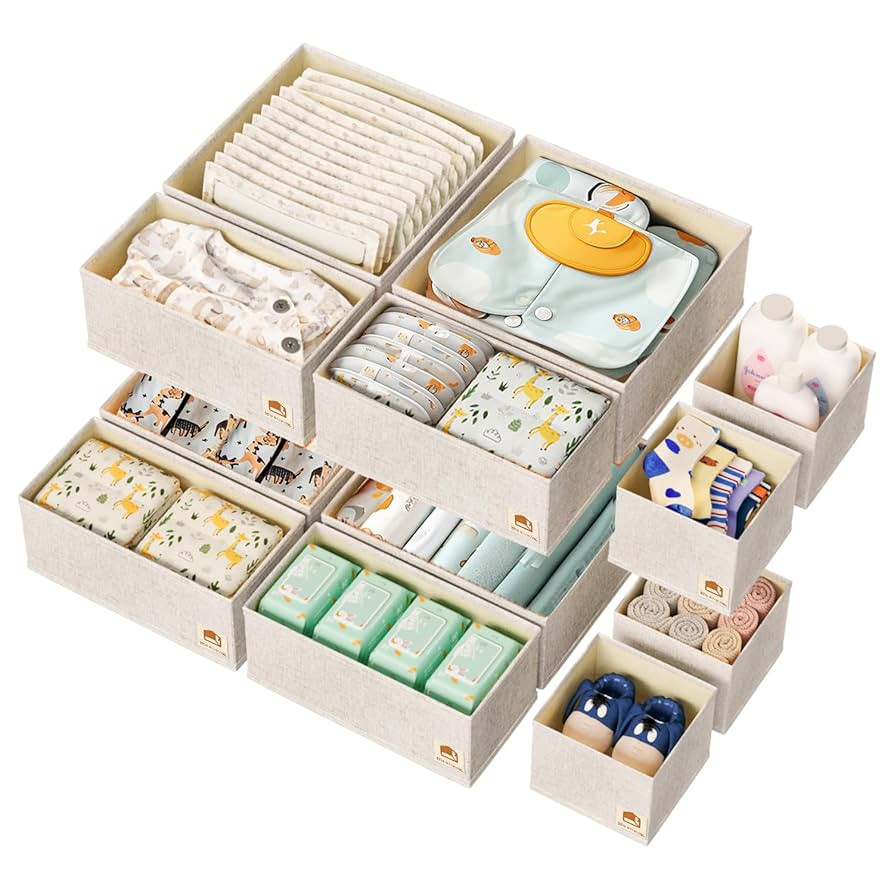 Linen Drawer Organizers for Nursery, Dresser & Closet (12-Pack) – Sturdy, Collapsible Nursery &... | Amazon (US)