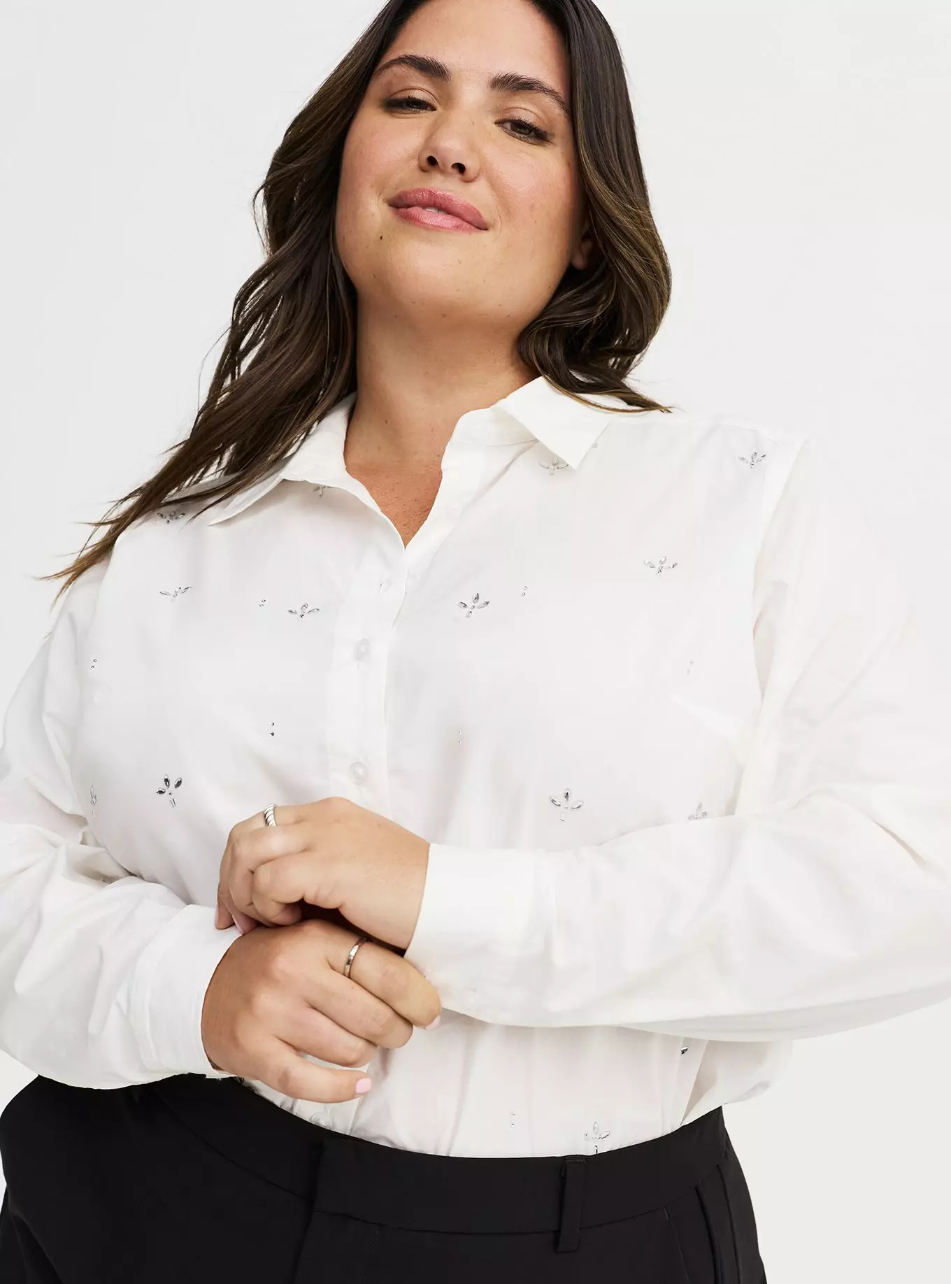 Lizzie Embellished Button-Up Shirt | Torrid (US & Canada)