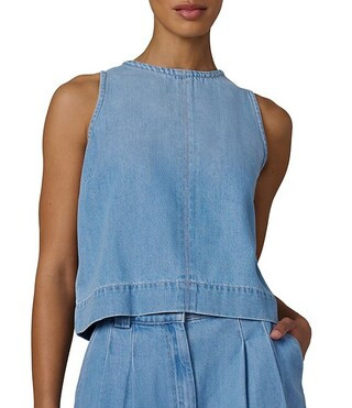 The Denim Jewel Neck Sleeveless Shell Top | Dillard's