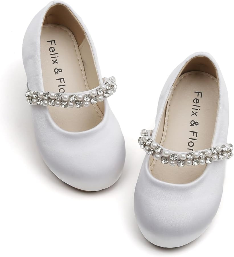 Felix & Flora Girls Toddler Little Ballet Shoes - Flower Girls Mary Jane Flats Dress Shoes Party ... | Amazon (US)