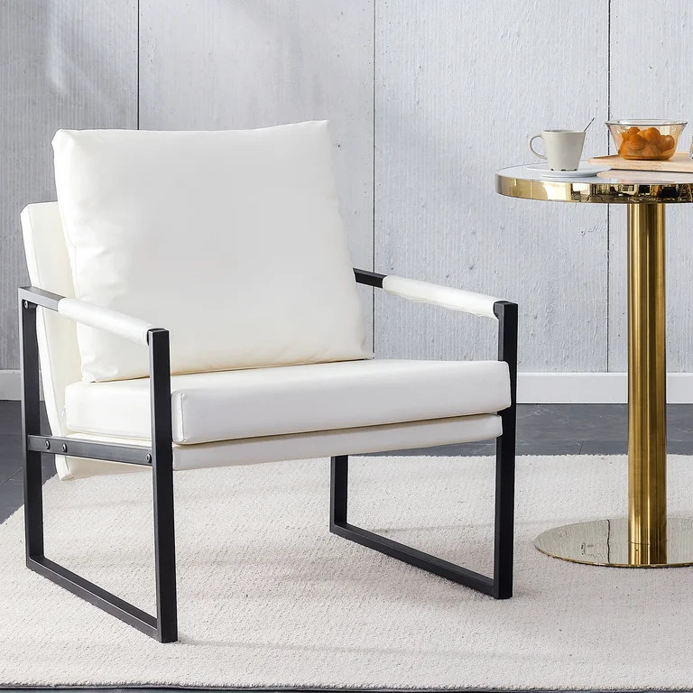 SESSLIFE Accent Chair, Upholstered Comfy Single Sofa with Metal Feet, Mid Century Armchair for Be... | Walmart (US)