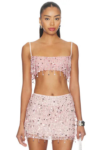 Yasmin Hand Beaded Bralette in Blush Pink | Revolve Clothing (Global)
