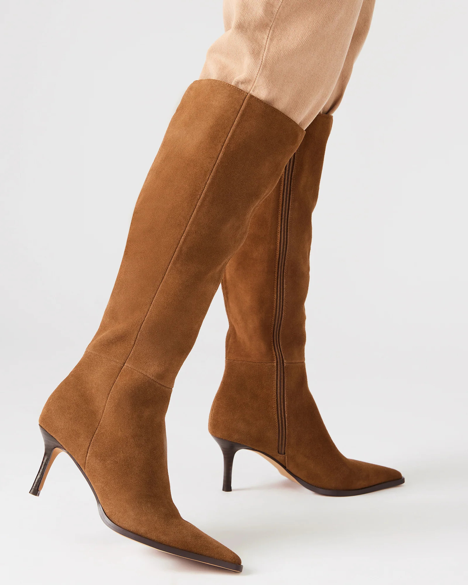 LINGO Chestnut Suede Pointed-Toe Knee-High Women's Boot | Steve Madden (US)