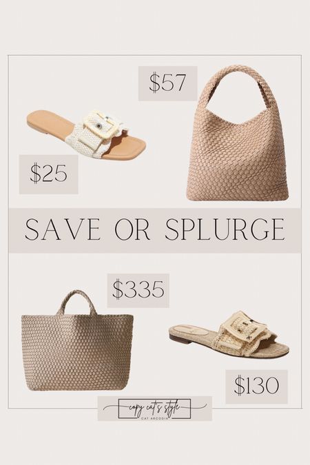 Save or Splurge woven tote bag, summer sandals, look for less

#LTKshoecrush #LTKstyletip #LTKitbag