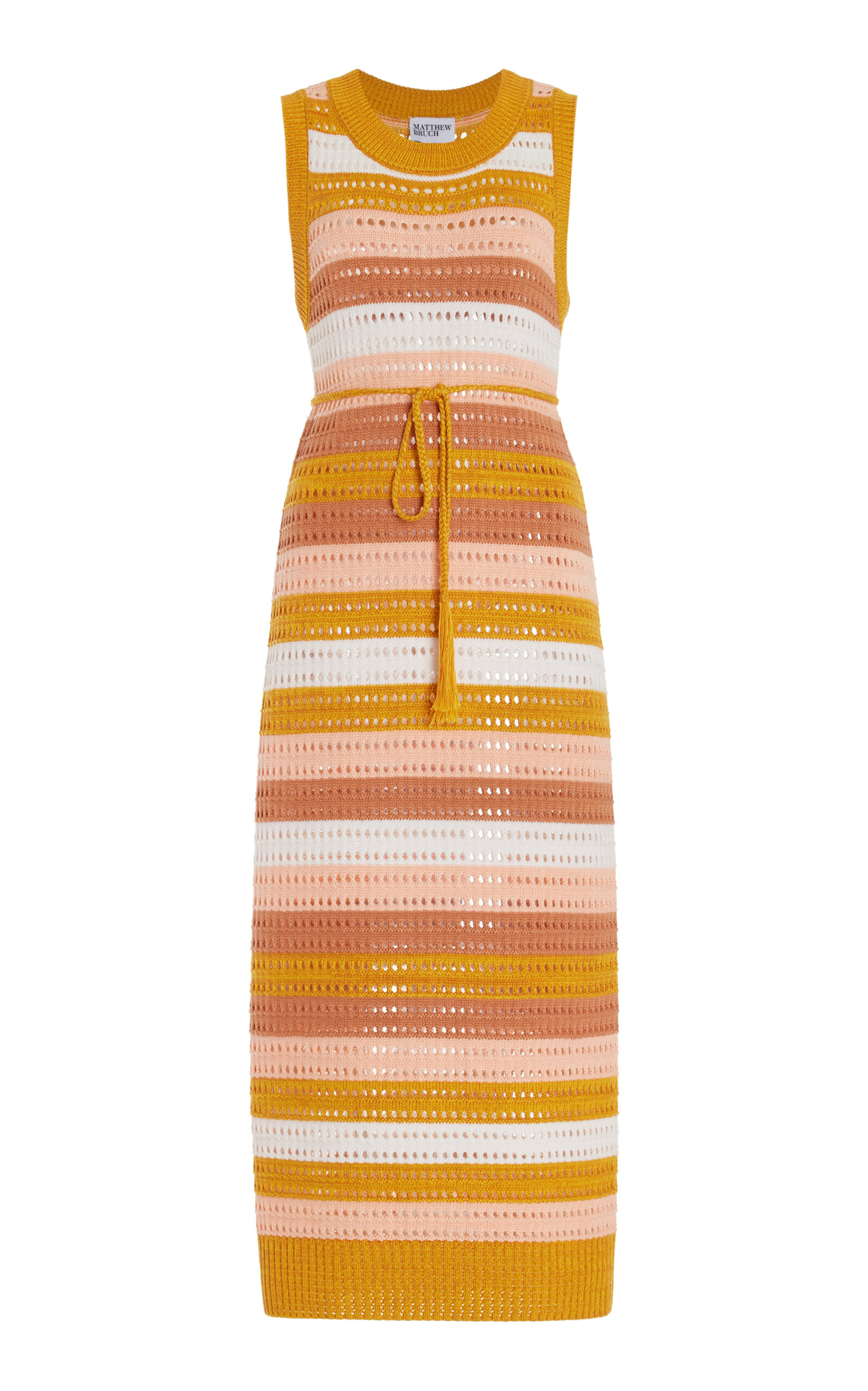 Striped Knit-Mesh Midi Tank Dress | Moda Operandi (Global)