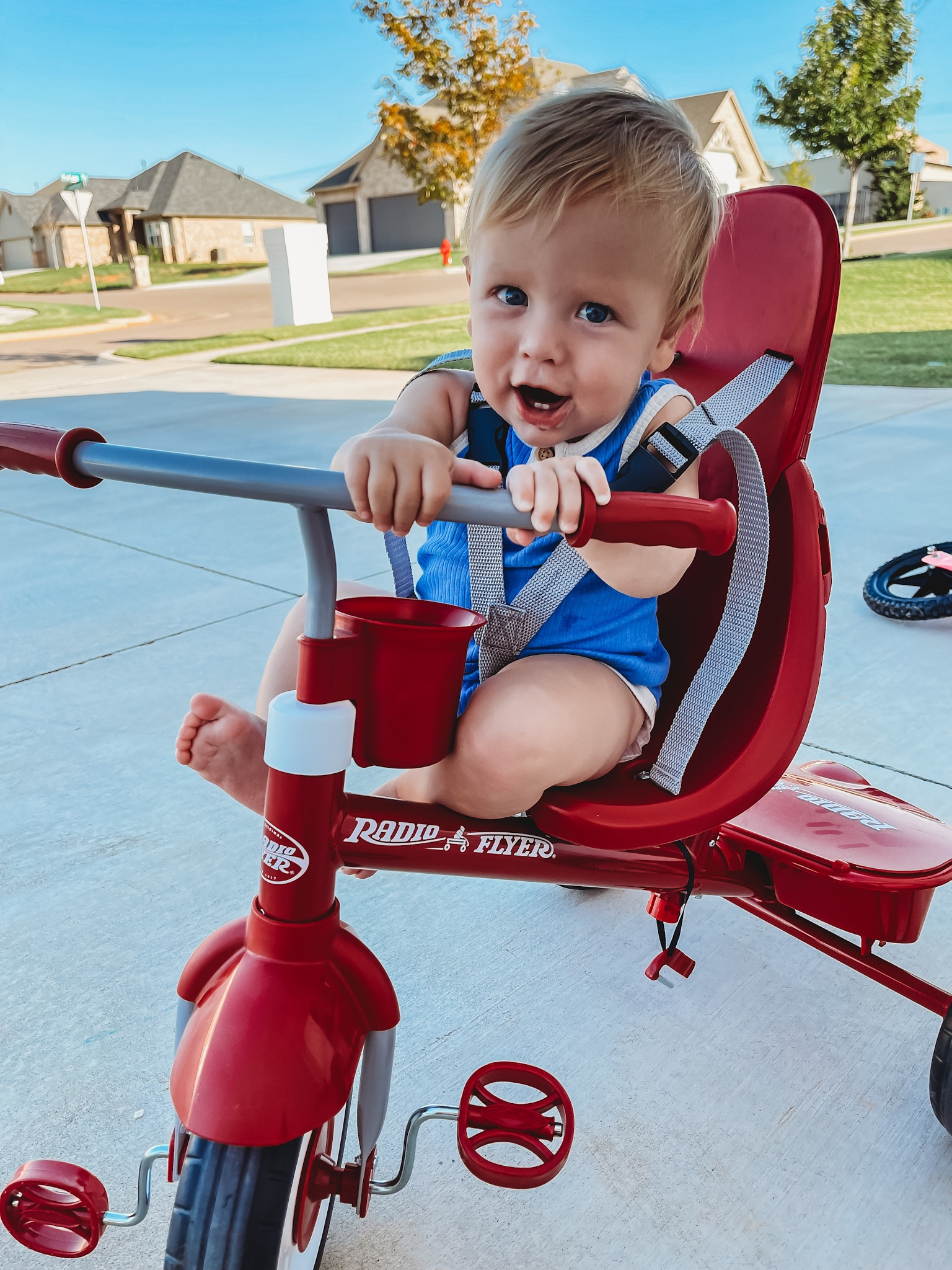 Big guy on his new bike. Radio flyer baby toddler tricycle  

#LTKbaby #LTKkids #LTKfamily