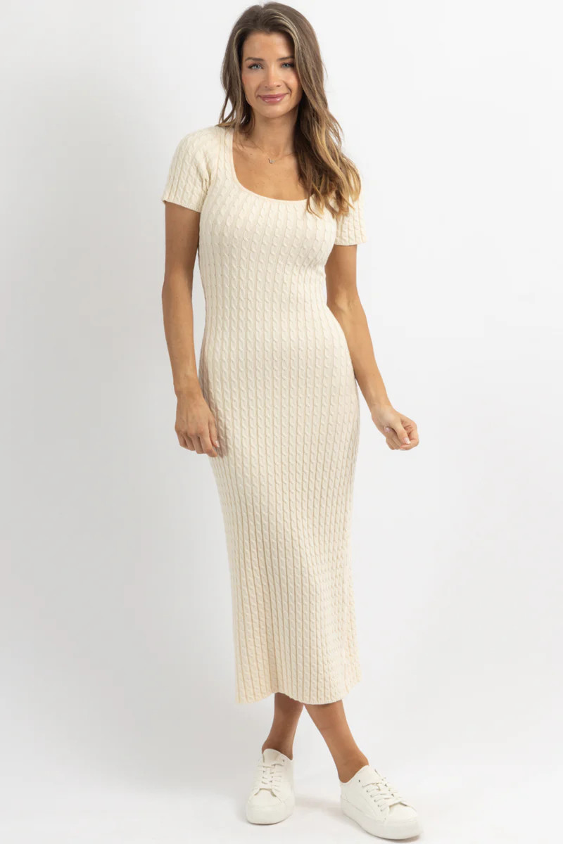VEDA CREAM CABLEKNIT DRESS | L'ABEYE