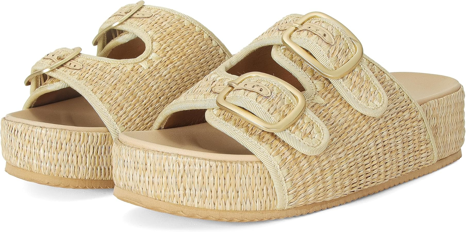 Raffia Sandals for Women Platform Slide Sandals Espadrille Adjustable Double Buckle Summer Comfor... | Amazon (US)