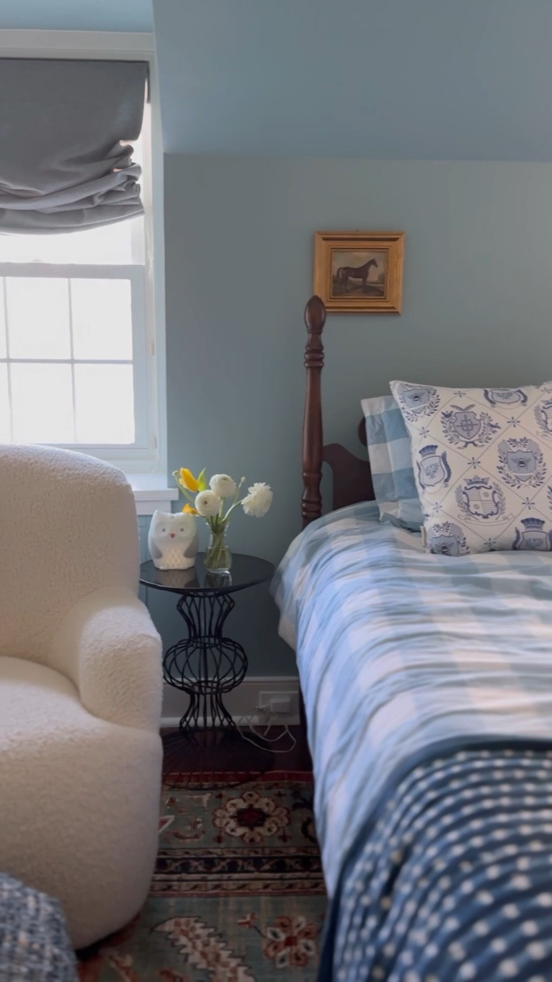 Preppy vintage boys room. Gingham bedding. Unique pillows and art. Boucle chair.

#LTKkids #LTKunder100 #LTKhome