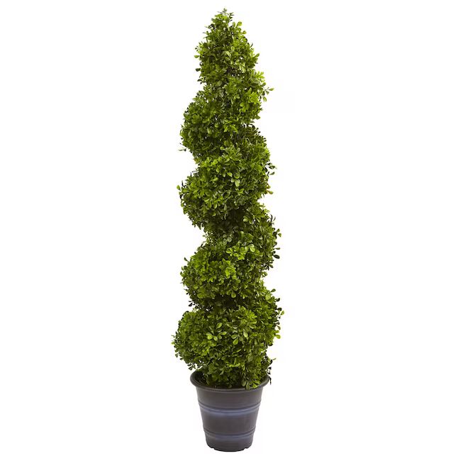 Nearly Natural 48-in Green Indoor/Outdoor Artificial Boxwood Artificial Tree | Lowe's