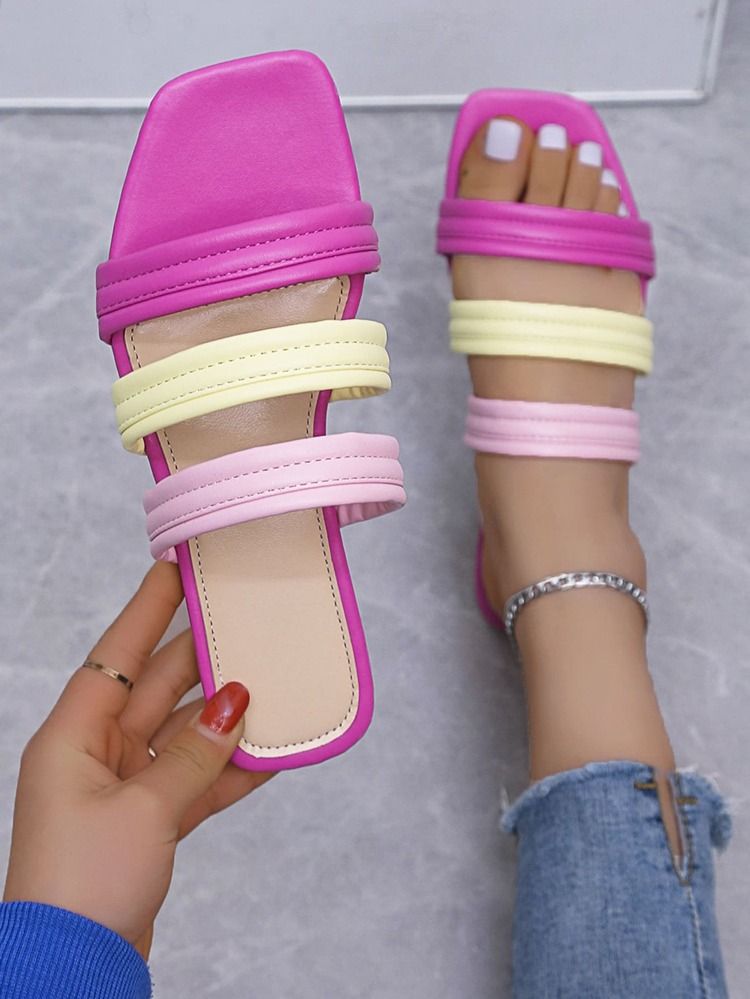 Color Block Slide Sandals | SHEIN