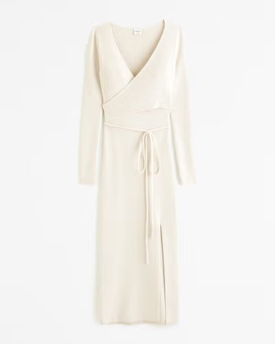 Long-Sleeve Wrap Midi Sweater Dress | Abercrombie & Fitch (US)