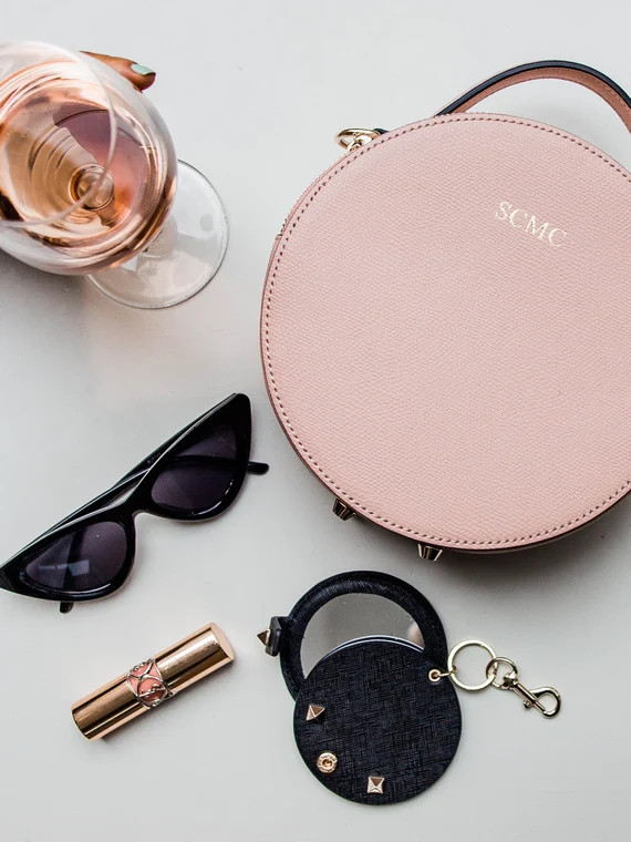 Personalised Pink Leather Round Bag | Etsy (UK)
