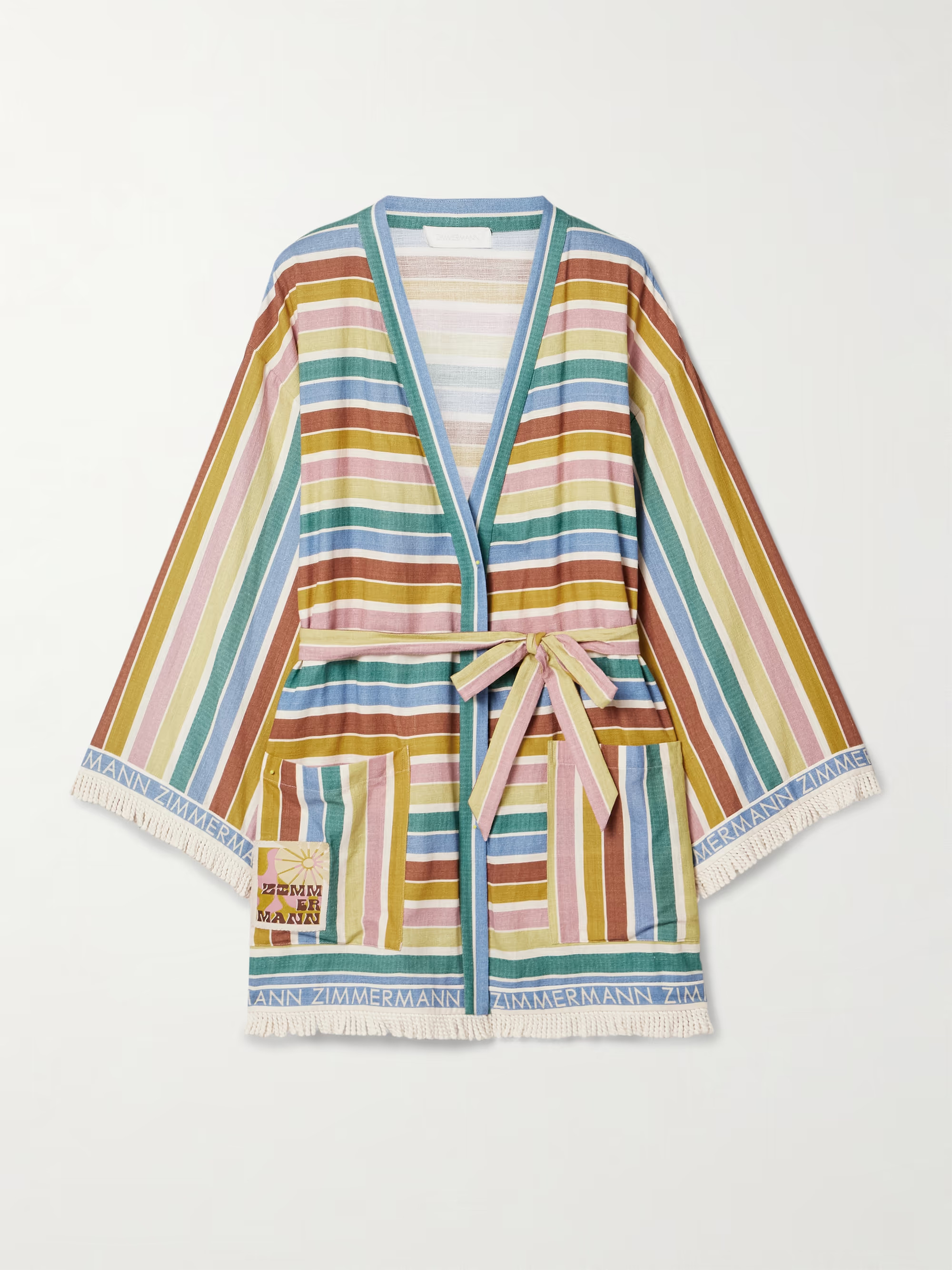 Everley belted fringed striped cotton-voile robe | NET-A-PORTER (US)
