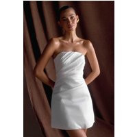 Leslie Gathered Taffeta Mini Dress - White | MESHKI US