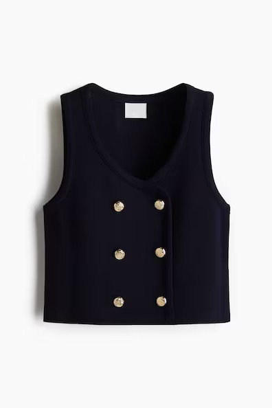H & M - Double-Breasted Sweater Vest - Blue | H&M (US + CA)