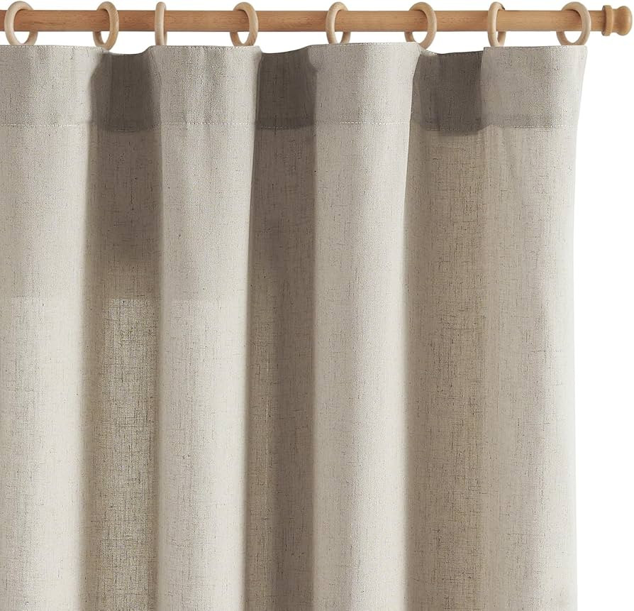 jinchan Soft Linen Curtains, Tan Curtains 90 Inches Long, Light Filtering Farmhouse Curtains for ... | Amazon (US)