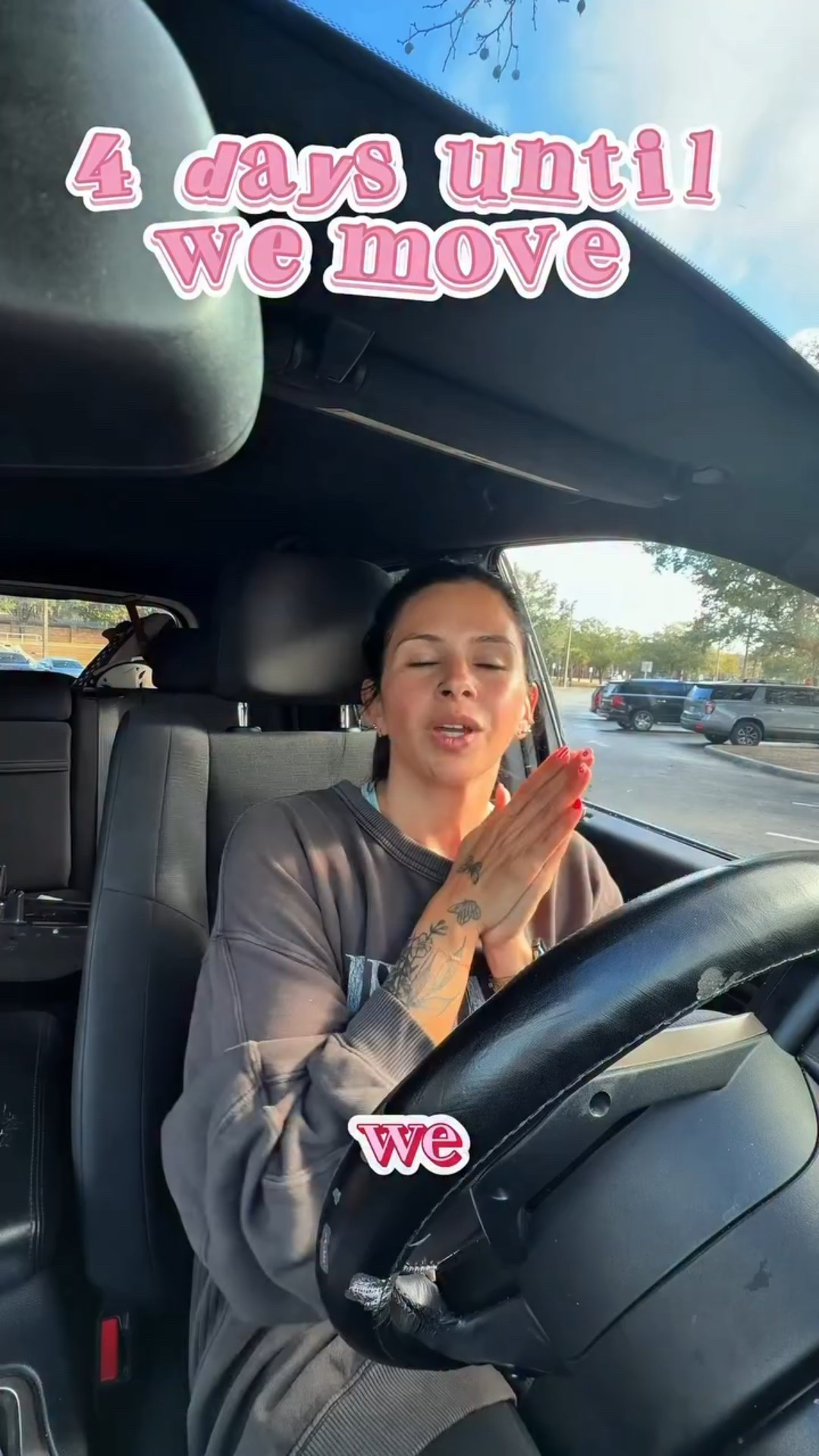 4 days until we move and I’m currently in my car procrastinating because I still have games, practices, and approximately 47 errands to run before I can even think about packing 😂 send motivation, snacks, and maybe a moving fairy pls 

 #movingcountdown #momlife #carchat #reallife #facetimediaries

moving vlog, mom life content, relocation journey, lifestyle influencer, busy mom routines

#LTKvlog #LTKstorytime #LTKmomlife