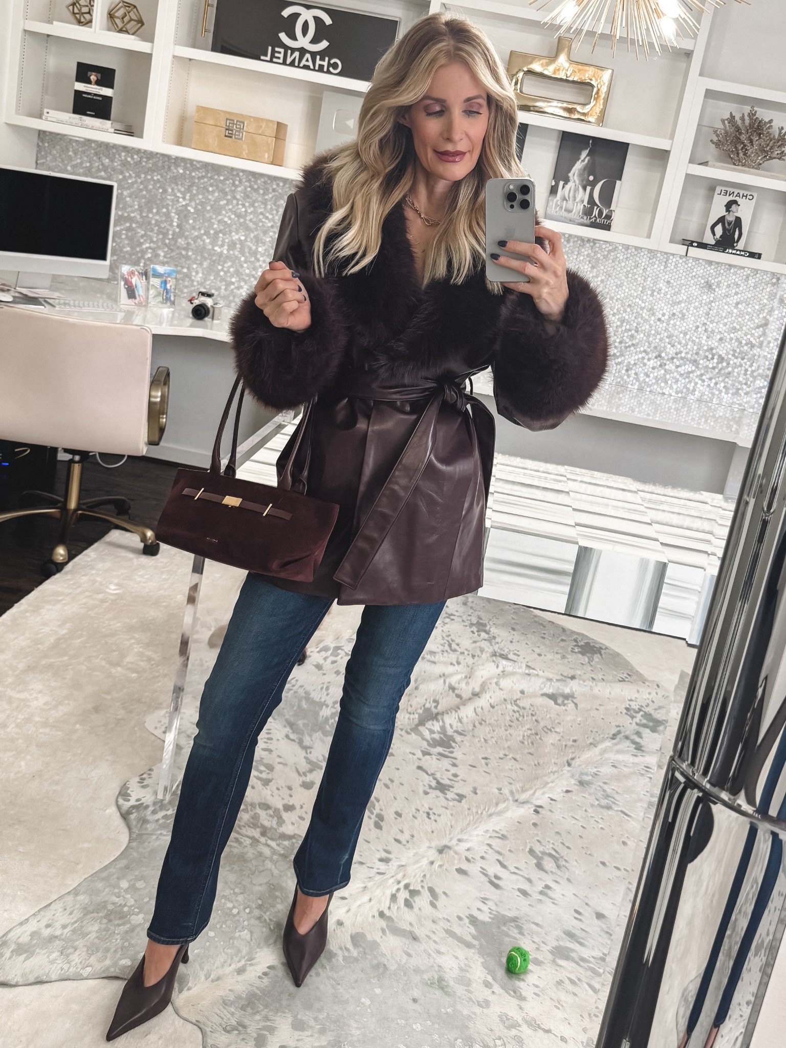 If dresses aren’t your thing for Valentine’s, try this elevated denim date night look instead ✨ A burgundy leather jacket adds richness and structure, while the black lace bodysuit brings just the right amount of feminine edge. These baby flare jeans are incredibly flattering and perfect for showing off your favorite heels. I’m wearing a 24 in the jeans and an XS in the jacket and bodysuit, and everything fits TTS. 

 

#LTKValentine #LTKootd #LTKOver40