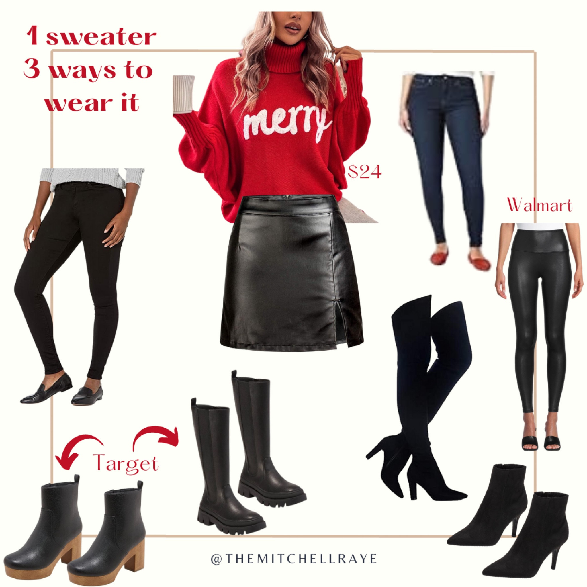 ✨Outfit Inspo✨

The cutest holiday sweater styled 3 different ways! The sweater is only $24!

#outfitinspo #style #sweaterweather #merry #walmart #amazon #shein #target #targetstyle #amazonfind #followme

#LTKSeasonal #LTKstyletip #LTKHoliday
