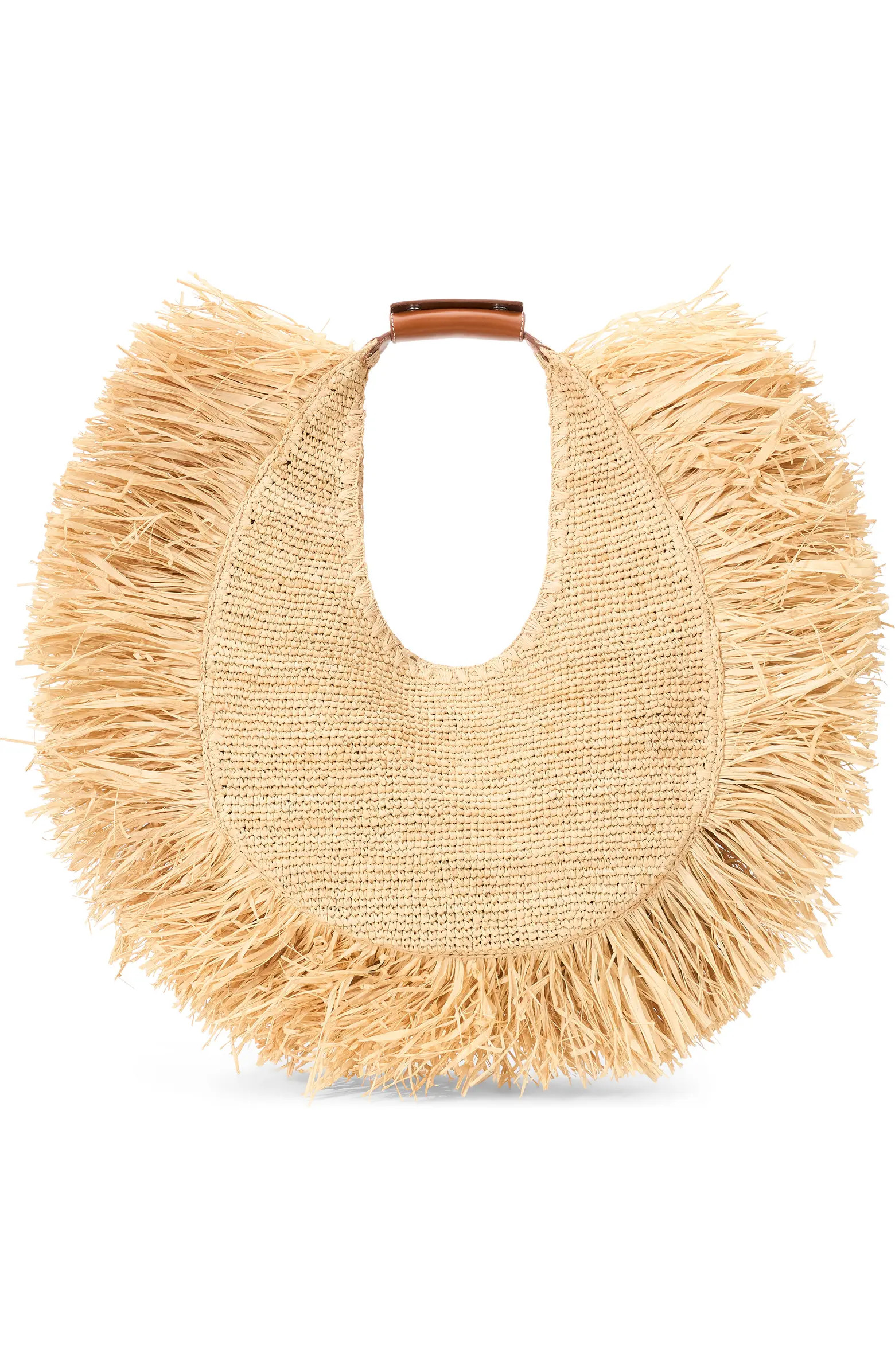 STAUD Large Moon Fringe Raffia Top Handle Tote | Nordstrom | Nordstrom