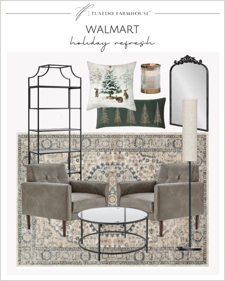 Walmart holiday home refresh. 

Accent chairs, area rug, etegier, holiday candles, holiday pillows, wall mirrors, bookcase, floor lamps, Coffee tables, holiday decor, home decor, Christmas decor  

#LTKhome #LTKHoliday #LTKstyletip